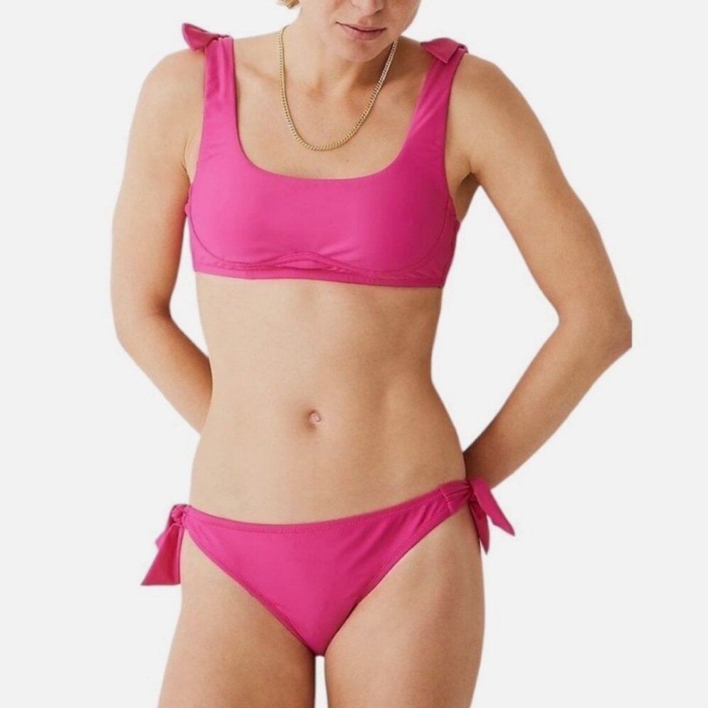NWT J. CREW 2 PC. TIE ACCENT BIKINI, HUNTER GREEN, M